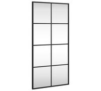 vidaXL Wall Mirror - Black, Rectangular, Powder-Coated Iron Frame, Ideal for Bedroom, Bathroom, Living Room, Hallway, 40x80 cm