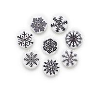 40 x Black and White Round Christmas Snowflake Buttons
