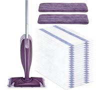 40 x Disposable Microfiber Mop Pads + 2 x Washable Reusable Microfiber Mop Pads for Flash Powermop Floor Cleaning Refills Absorbent Wet Dry for Hardwood Laminate Tile Floors (Purple)