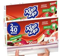 40 x Keep Food Fresh for Longer with our Airtight and Leakproof Reusable Zip Lock Freezer Bags! Say Goodbye to Waste and Hello to Sustainability (40 x 3 Gallon Bags)