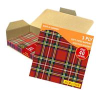 40 x Large Pack 3ply Paper Soft Napkins 33x33cm, Royal Stewart Tartan Tissue Paper, Scottish Design. Catering Box for Christmas, Dinner, Party, Party Night, Burns Supper,Scottish Wedding