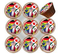 40 x PRE CUT WORLD CUP FOOTBALL FLAGS EDIBLE WAFER CARD RICE PAPER 3.8 cms CUPCAKE TOPPERS DECORATIONS WC26-1