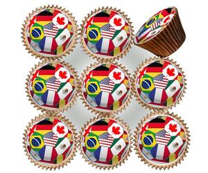 40 x PRE CUT WORLD CUP FOOTBALL FLAGS EDIBLE WAFER CARD RICE PAPER 3.8 cms CUPCAKE TOPPERS DECORATIONS WC26-1