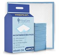 40 x Premium Disposable Incontinence Bed Pads, 60x60cm, Soft Feel | Hygienic Protection, Self-Adhesive Tabs, Absorbent, Incontinence Bed Sheets, Bed Protectors, 1 Pack of 40