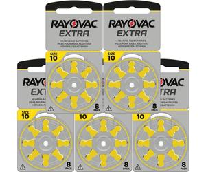 40 x Rayovac AC10 ZA10 YELLOW Hearing Aid Batteries 10 10au PR70 V10 DA230