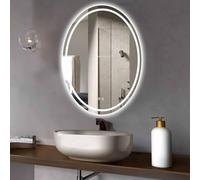 40"x30" Large LED Bathroom Mirror WallMounted AntiFog Oval Mirror with Dimmable 3Color Lighting Modern Front & Backlit Design for Elegant Decor
