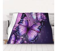 40"X30" Throw Blanket Soft Cozy Fleece Blanket Lightweight Warm Bed Blankets for Couch Sofa Bed Chair Home Decor Beautiful Purple Butterfly Art