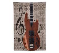 40"X60" Wall Hanging, Bedding Tapestry Throw Bedspread for Home, Curtain Wall Art Decor Dorm Beach Coverlet Tapestries Print Retro Musical Background Guitar and Music Notes