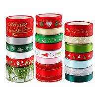 40 Yards Christmas Ribbons Mixed Style/Size Holiday Gifts Wrapping Satin Ribbons, 20 Styles