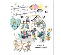 40 Years Embellished Ruby Wedding Anniversary Card Talking Pictures Cards CTEH0015/40