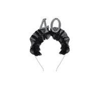 40 Years Headband with Fabric and Beads - Black