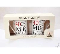 40 Years of Being Mr Right and Mrs Always Right Mugs 40th Ruby Anniversary