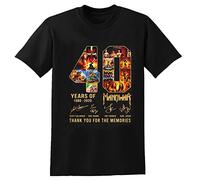 40 Years of Manowar 1980-2020 Tee Thank You for The Memories Signatures T-Shirt Printed Graphic Black Mens Top Tee Black M