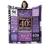 40 Years Old Birthday Gifts for Women, 40th Birthday Blanket 150 x 130 cm