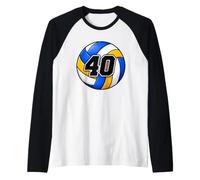 40 Years Old Number 40 Sport Volleyball Player 40th Birthday Raglan Baseball Tee