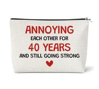 40 Years Wedding Gifts for Wife from Husband Cosmetic Bag 40th Anniversary Makeup Bag for Her Romantic 40 Year Wedding Gift for Wife Couples Girlfriend 40th Anniversary Travel Cosmetic Pouch