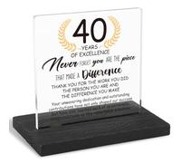 40 Years Work Anniversary Desk Decor Gifts for Employee, 40th Grade Promotion Gifts for Coworker,Modern Transparent Acrylic Desk Plaque with Inspirational Quotes, 10 x 10 x 1.5 cm,XXY112