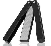 400/600 Grit Dual Sided Diamond Knife Sharpener, Black Sharpening Stone, Handheld Portable Folding Whetstone for Kitchen, Scissors, Garden, Outdoor Tools