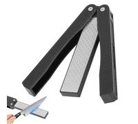 400/600 Grit Knife Sharpener, Handheld Double-Sided Sharpening Stone Folding Pocket Diamond Whetstone Scissor Garden Tool Sharpener for Outdoor Camping Kitchen Garden (Black)