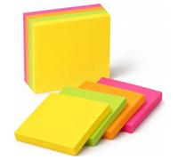 400 Bright Sticky Notes 76x76mm (3"x3"), 4 Pads of 100 Sheets, Colourful Memo Notes for Home Office School, Reminders Note Taking