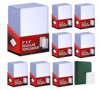 400 Card Sleeves Top Loaders for Cards Included 96 Pockets Top Loader Binder, 3" x 4" Baseball Card Protector Hard Plastic Card Holder for Sports Trading Cards (200 Toploaders + 200 Soft Sleeves)