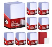 400 Card Sleeves Top Loaders for Cards Included 96 Pockets Top Loader Binder, 3" x 4" Baseball Card Protector Hard Plastic Card Holder for Sports Trading Cards (200 Toploaders + 200 Soft Sleeves)