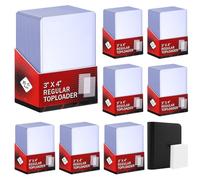 400 Card Sleeves Top Loaders for Cards Included 96 Pockets Top Loader Binder, 3" x 4" Baseball Card Protector Hard Plastic Card Holder for Sports Trading Cards (200 Toploaders + 200 Soft Sleeves)