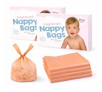 400 Coloured Nappy Bags with Tie Handles, Fragranced for Eliminating Odours, Durable and Leak-proof, Light-weight and Perfect for Babies Travel Bags