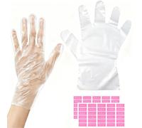 400 Count Disposable Hand Cover with Stickers for Secure Fit, Spa Treatment Plastic Gloves for Cleaning, Coloring, and Manicure Tear-resistant Glove Liners