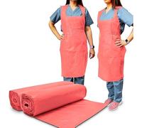 400 Disposable Plastic Aprons On A Roll Food Catering Salon Clean Bib Coral