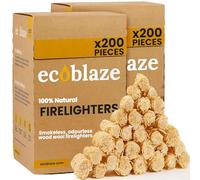 400 Ecoblaze Natural Firelighters | 2 x 200 Box | Long Burning, Fast Lighting, Odourless wood Wool Starters | Kindling Wood, BBQ Lighter Kit, Firestarter for Pizza Ovens, Log & Wood Burners, Fire Pits
