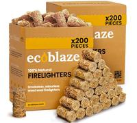 400 Ecoblaze Natural Firelighters | 2 x 200 Box | Long Burning, Fast Lighting, Odourless Wool Starters | Kindling Wood, BBQ Lighter Kit, Firestarter for Pizza Ovens, Log & Wood Burners, Fire Pits