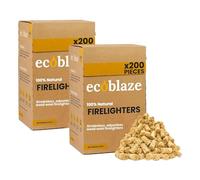 400 Ecoblaze Natural Firelighters | 2 x 200 Box | Long Burning, Fast Lighting, Odourless Wool Starters | Kindling Wood, BBQ Lighter Kit, Firestarter for Pizza Ovens, Log & Wood Burners, Fire Pits