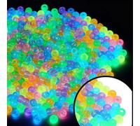 400 Glow in The Dark Pony Beads in The Dark Pony Beads, Multicoloured Plastic Beads with 4 mm Hole Size for Jewellery Crafts, Bracelets, Necklaces and Creative DIY Projects,Plastic Friendship Beads