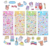 400+ Mini Cute Stickers, 4 Sheets of Adorable Puffy for Kids and Adults, Small 3D Stickers Sticker for Phone Case, Notebook, Scrapbooking - Perfect for Craft and Gift