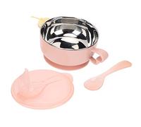 400 ml Feeding Bowl, Leakproof Cute Insulated Bowl, Sanitary Stainless Steel Water Injection for Heat Preservation for Baby Feeding(Stainless Steel Bowl Pink Pony)