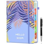 400 Pages 2025 Diary A5 Week to View, Colorful Weekly Planner, Appointment Book with Pen, Business Planner for Home Office School, Make Lists (Plant)