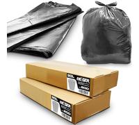 400 Pce | 2 Full Boxes | RE-GEN 90L 5kg Load Black Bin Liners Refuse Sacks, Everyday Use, Industrial Quality Rubbish Bags 457/725 x 975mm
