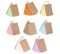 400 Pcs 2.2 x 3.5 Inches Paper Study Cards Multicolor Kraft Paper Binder Ring Easy Flip Flash Card for School, Learning, Memory, Study, Note, Blank Kraft Paper Cards(8 Set 50 Sheets Per Set)