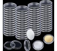 400 Pcs 21 mm Coin Holder Capsules Clear Round Plastic Coin Container Case for Silver Bar Coin Collection Supplies
