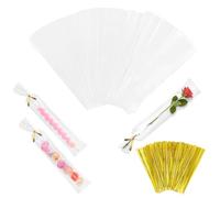 400 PCS Clear Cellophane Bags,25 x 5 cm Long Sweet Bags,Cookie Bags Cellophane with 400 Ties,Clear Sweet Bags,OPP Plastic Cello Biscuit Bags for Packaging Candy,Cookie,Sweets,Pretzel