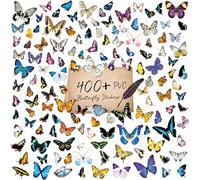 400+ PCS Delicate Butterfly Stickers, Self-Adhesive PVC Vintage Butterfly Stickers for Scrapbook, Journal, Laptop, Envelope, DIY Project, Window, Spring Themed Party Decors