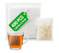 400 Pcs Disposable Tea Bags for Loose Leaf Tea - 3.62 x 2.76 Reusable Teabags Made From Unbleached Non-Woven Material - Multi-Functional Infusion Bags for Spice Pouch, Aromatherapy, Eye Compress & Spa