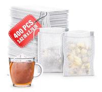 400 Pcs Disposable Tea Bags for Loose Leaf Tea - 3.62 x 2.76 Reusable Teabags Made From Unbleached Non-Woven Material - Multi-Functional Infusion Bags for Spice Pouch, Aromatherapy, Eye Compress & Spa
