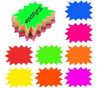 400 Pcs Fluorescent Star Sale Signs, 8 Colors Starburst Retail Price Tags Labels, Neon Display Sign Cards, Paper Sale Discount Label for Retail Store Shop Grocery Supermarket Party Favors