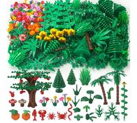 400+ Pcs Garden Plants Building Bricks Accessories Flowers Bushes Palm Trees Leaves Shrubs Vines Grass Bulk Botanical Pieces and Parts Block Toys for Jungle Forest Park Compatible with Major Brands