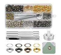 400 Pcs Grommets Kit, 4mm Eyelets Punch Kit Metal Grommets, Brass Grommets Eyelets Set with 3Pcs Grommet Setting Tool for Fabric Leather Clothing Shoes Belt Craft Making(Silver/Green Bronze/Gold/Grey)