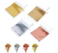 400 Pcs Imitation Rose Silver Gold Leaf Sheets for Resin, Gold Foils Sheets Paper Nail Foil for Paint, Resin, Nails, Jewelry, Arts, Gilding Crafting, Decoration, Sculpture, Furniture (8.5X8CM)