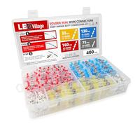 400 PCS Ledvillage Solder Seal Wire Connectors Kit, Waterproof Butt Connector Heat Shrink Electrical Terminals, Insulated Solderless Wiring Splice Connectors for Automotive Boat Truck