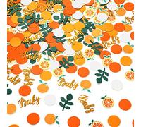 400 Pcs Little Cutie Baby Shower Confetti Citrus Decoration Orange Baby Shower Confetti with Eucalyptus and Orange Tangerine Table Scatter for Gender Reveal Decor